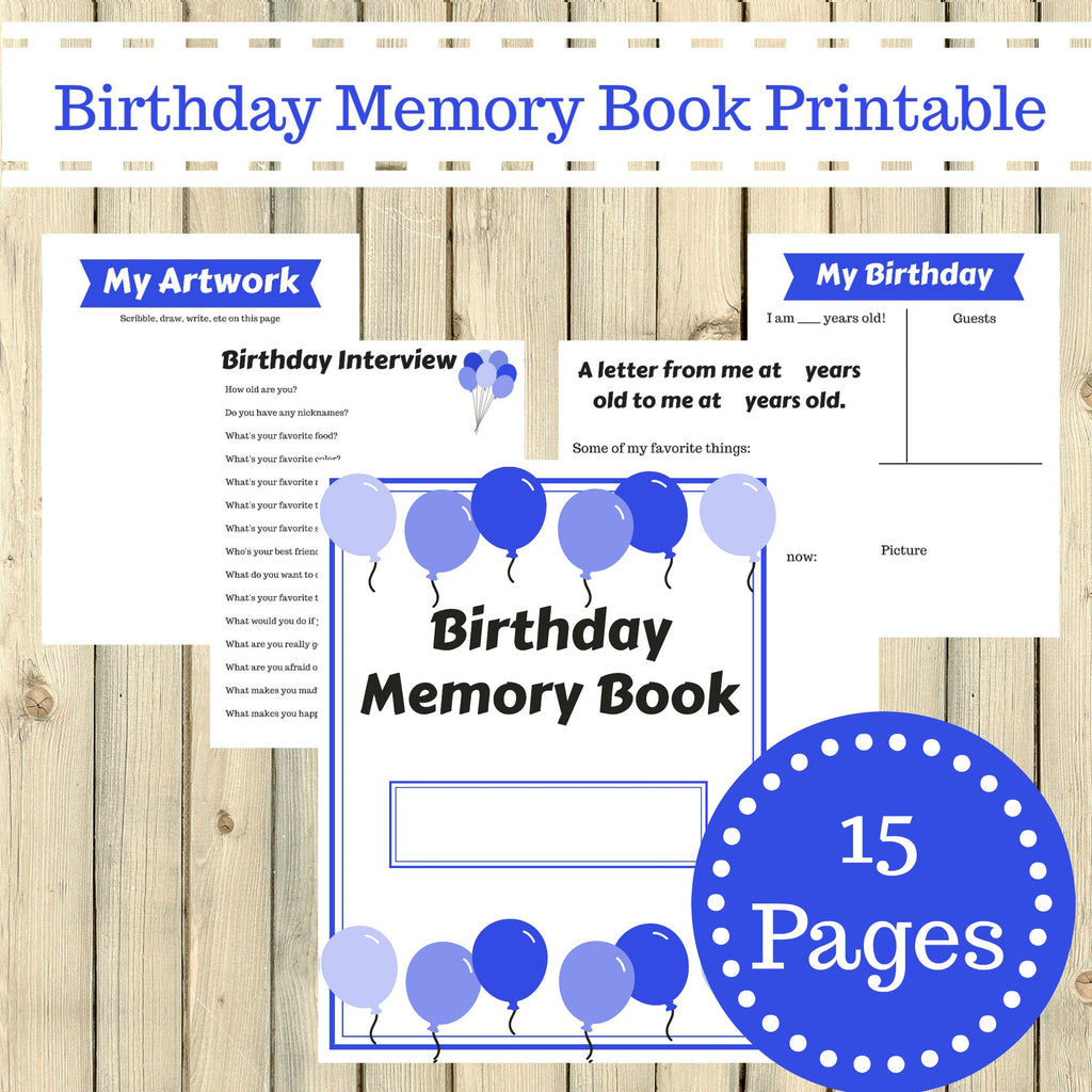 Birthday Book, Printable Birthday Interview questionnaire Journal for Kids