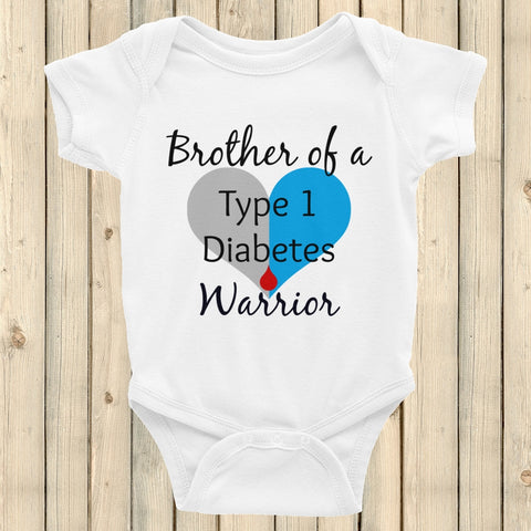 Brother of a Type 1 Diabetes Warrior T1D Onesie Bodysuit - Choose Color - Sunshine and Spoons Shop