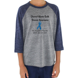Charcot Marie Tooth Disease Awareness 3/4 Sleeve Unisex Raglan - Choose Color - Sunshine and Spoons Shop