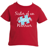 Sister of an Autism Warrior Awareness Puzzle Piece Kids' Shirt - Choose Color - Sunshine and Spoons Shop