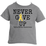 Never Give Up Awareness Ribbon Kids' Shirt - Choose Color - Sunshine and Spoons Shop