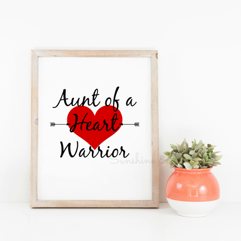 Aunt of a Heart Warrior Printable Print Art - Sunshine and Spoons Shop