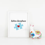 Autism Acceptance Awareness Puzzle Piece Printable Print Art - Sunshine and Spoons Shop