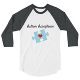 Autism Acceptance Awareness Puzzle Piece 3/4 Sleeve Unisex Raglan - Choose Color - Sunshine and Spoons Shop