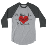 Brother of a Heart Warrior CHD Heart Defect 3/4 Sleeve Unisex Raglan - Choose Color - Sunshine and Spoons Shop