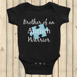 Brother of an Autism Warrior Awareness Puzzle Piece Onesie Bodysuit - Choose Color - Sunshine and Spoons Shop
