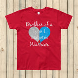 Brother of a Type 1 Diabetes Warrior T1D Kids' Shirt - Choose Color - Sunshine and Spoons Shop
