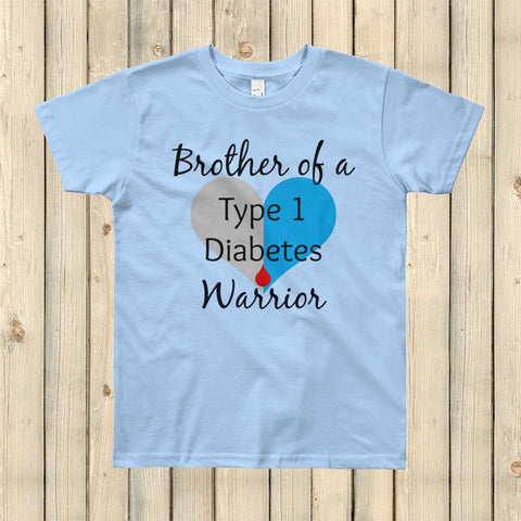 Brother of a Type 1 Diabetes Warrior T1D Kids' Shirt - Choose Color - Sunshine and Spoons Shop