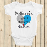 Brother of a Type 1 Diabetes Warrior T1D Onesie Bodysuit - Choose Color - Sunshine and Spoons Shop