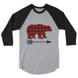 Buffalo Plaid Bear Wolf Deer Arrow 3/4 Sleeve Unisex Raglan - Choose Animal - Sunshine and Spoons Shop