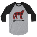 Buffalo Plaid Bear Wolf Deer Arrow 3/4 Sleeve Unisex Raglan - Choose Animal - Sunshine and Spoons Shop