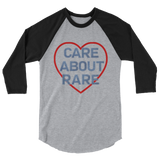 Care About Rare Disease 3/4 Sleeve Unisex Raglan - Choose Color - Sunshine and Spoons Shop