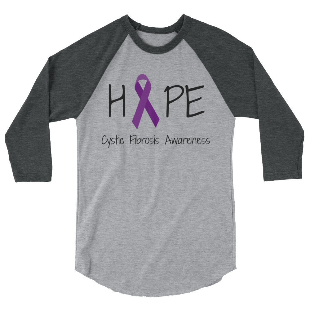 Hope Ribbon for Cystic Fibrosis Awareness 3/4 Sleeve Unisex Raglan - C ...