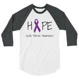 Hope Ribbon for Cystic Fibrosis Awareness 3/4 Sleeve Unisex Raglan - Choose Color - Sunshine and Spoons Shop