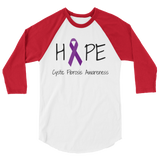 Hope Ribbon for Cystic Fibrosis Awareness 3/4 Sleeve Unisex Raglan - Choose Color - Sunshine and Spoons Shop