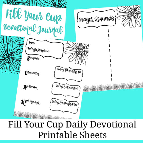 Fill Your Cup Daily Devotional Journal SOAK Method Printable Pages SOAP Gratitude Journal - Sunshine and Spoons Shop