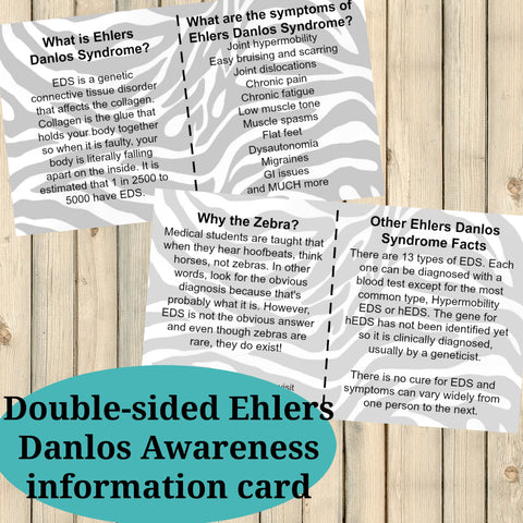 FREE Ehlers Danlos Syndromes EDS Printable Info Cards PDF - Sunshine and Spoons Shop