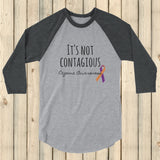 It's Not Contagious! Eczema Awareness 3/4 Sleeve Unisex Raglan - Choose Color - Sunshine and Spoons Shop