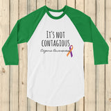 It's Not Contagious! Eczema Awareness 3/4 Sleeve Unisex Raglan - Choose Color - Sunshine and Spoons Shop