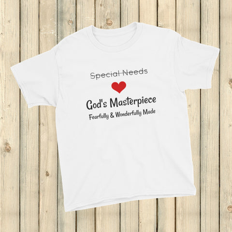 God's Masterpiece, Not Special Needs Kids' Shirt - Choose Color - Sunshine and Spoons Shop