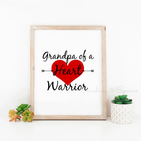 Grandpa of a Heart Warrior Printable Print Art - Sunshine and Spoons Shop