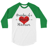 Grandpa of a Heart Warrior CHD Heart Defect 3/4 Sleeve Unisex Raglan - Choose Color - Sunshine and Spoons Shop