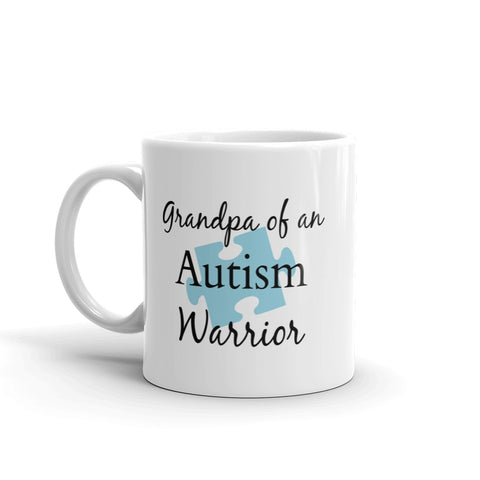 Grandpa of an Autism Warrior Awareness Puzzle Piece Coffee Tea Mug - Choose Size - Sunshine and Spoons Shop