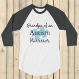 Grandpa of an Autism Warrior Awareness Puzzle Piece 3/4 Sleeve Unisex Raglan - Choose Color - Sunshine and Spoons Shop