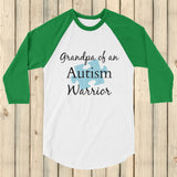 Grandpa of an Autism Warrior Awareness Puzzle Piece 3/4 Sleeve Unisex Raglan - Choose Color - Sunshine and Spoons Shop