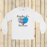 Grandpa of a Type 1 Diabetes Warrior T1D Unisex Long Sleeved Shirt - Choose Color - Sunshine and Spoons Shop