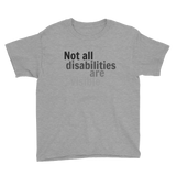 Not All Disabilities Are Visible Kids' Shirt - Choose Color - Sunshine and Spoons Shop