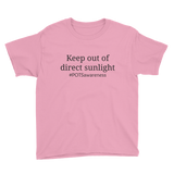 Keep Out Of Direct Sunlight POTS Awareness Kids' Shirt - Choose Color - Sunshine and Spoons Shop