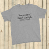 Keep Out Of Direct Sunlight POTS Awareness Kids' Shirt - Choose Color - Sunshine and Spoons Shop
