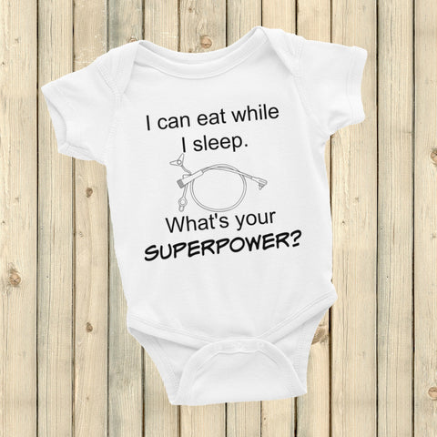 I Can Eat While I Sleep Feeding Tube Superpower Onesie Bodysuit - Choose Color - Sunshine and Spoons Shop