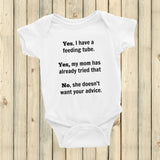 Yes, I Have a Feeding Tube. No, My Mom Doesn't Want Your Advice G Tube Onesie Bodysuit - Choose Color - Sunshine and Spoons Shop