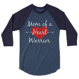 Mom of a Heart Warrior CHD Heart Defect 3/4 Sleeve Unisex Raglan - Choose Color - Sunshine and Spoons Shop