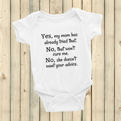 My Mom Doesn't Want Your Medical Advice Onesie Bodysuit - Choose Color - Sunshine and Spoons Shop
