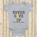 Never Give Up Awareness Ribbon Onesie Bodysuit - Choose Color - Sunshine and Spoons Shop