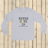 Never Give Up Awareness Ribbon Unisex Long Sleeved Shirt - Choose Color - Sunshine and Spoons Shop