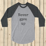 Never Give Up Semicolon 3/4 Sleeve Unisex Raglan - Choose Color - Sunshine and Spoons Shop