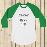 Never Give Up Semicolon 3/4 Sleeve Unisex Raglan - Choose Color - Sunshine and Spoons Shop