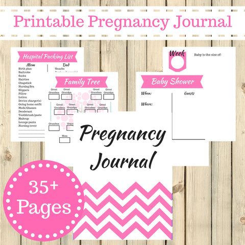 Pink Theme Pregnancy Memory Book Journal Printable 35 + Pages Instant Download - Sunshine and Spoons Shop