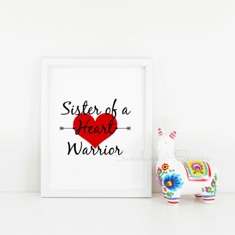 Sister of a Heart Warrior Printable Print Art - Sunshine and Spoons Shop