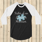 Sister of an Autism Warrior Awareness Puzzle Piece 3/4 Sleeve Unisex Raglan - Choose Color - Sunshine and Spoons Shop