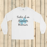 Sister of an Autism Warrior Awareness Puzzle Piece Unisex Long Sleeved Shirt - Choose Color - Sunshine and Spoons Shop