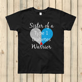Sister of a Type 1 Diabetes Warrior T1D Kids' Shirt - Choose Color - Sunshine and Spoons Shop