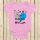 Sister of a Type 1 Diabetes Warrior T1D Onesie Bodysuit - Choose Color - Sunshine and Spoons Shop
