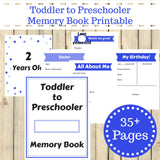 Blue Theme Toddler to Preschooler Memory Book Journal Printable 35+ Pages Instant Download - Sunshine and Spoons Shop