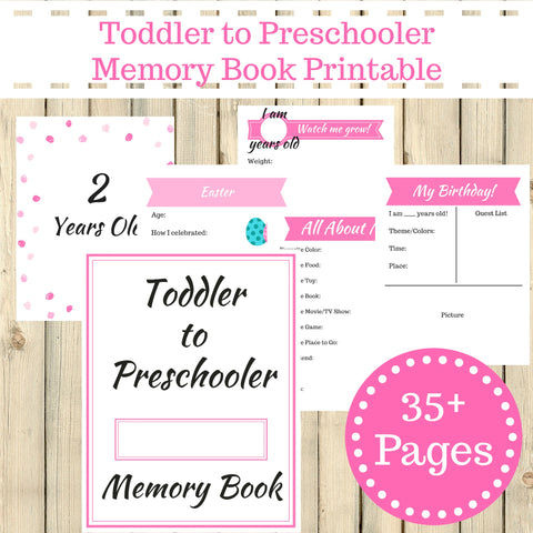 Pink Theme Toddler to Preschooler Memory Book Journal Printable 35+ Pages Instant Download - Sunshine and Spoons Shop