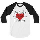 Uncle of a Heart Warrior CHD Heart Defect 3/4 Sleeve Unisex Raglan - Choose Color - Sunshine and Spoons Shop